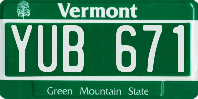 VT license plate YUB671