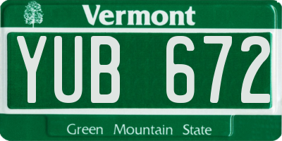 VT license plate YUB672