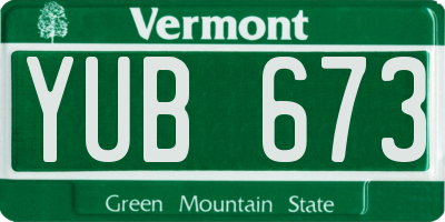 VT license plate YUB673