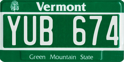 VT license plate YUB674
