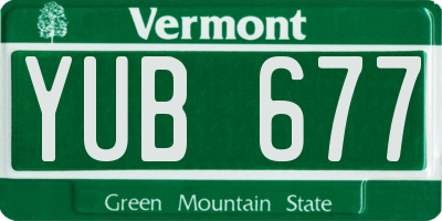 VT license plate YUB677