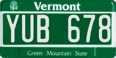 VT license plate YUB678