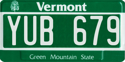 VT license plate YUB679