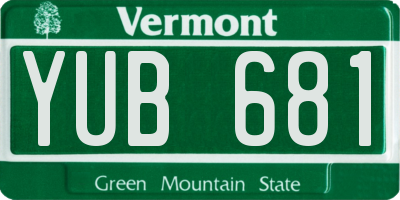 VT license plate YUB681