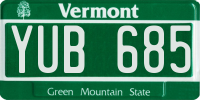 VT license plate YUB685