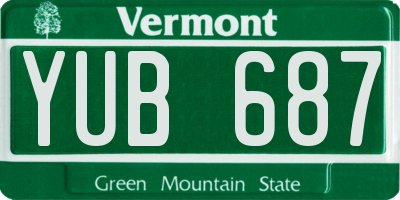 VT license plate YUB687