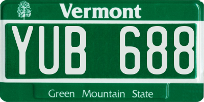 VT license plate YUB688