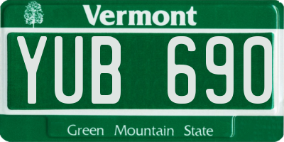 VT license plate YUB690
