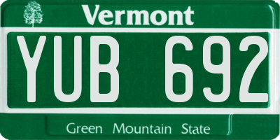VT license plate YUB692