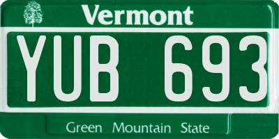 VT license plate YUB693