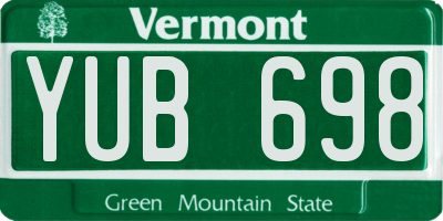 VT license plate YUB698
