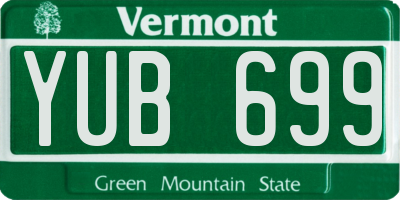 VT license plate YUB699