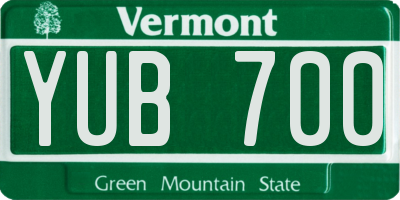 VT license plate YUB700