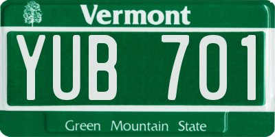 VT license plate YUB701