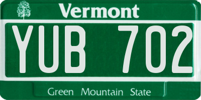 VT license plate YUB702