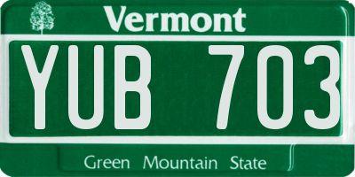 VT license plate YUB703