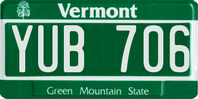 VT license plate YUB706