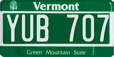 VT license plate YUB707