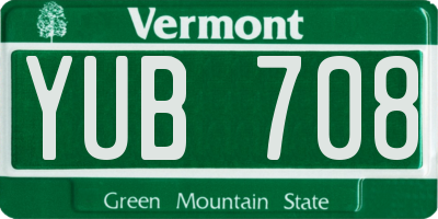 VT license plate YUB708