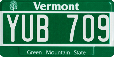 VT license plate YUB709