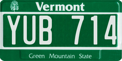 VT license plate YUB714