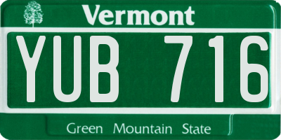 VT license plate YUB716
