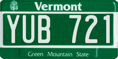 VT license plate YUB721