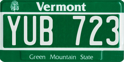 VT license plate YUB723