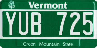 VT license plate YUB725