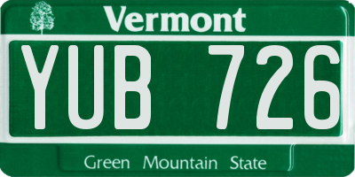 VT license plate YUB726