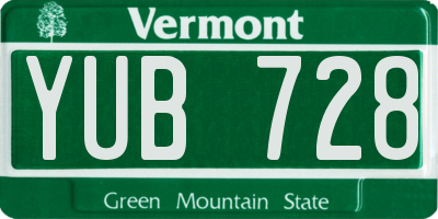 VT license plate YUB728