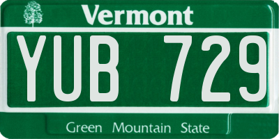 VT license plate YUB729