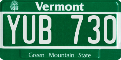 VT license plate YUB730