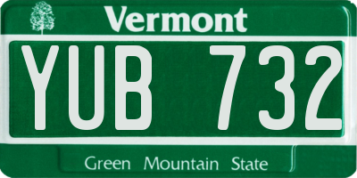 VT license plate YUB732