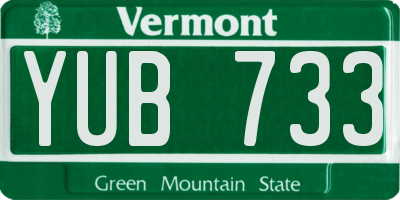 VT license plate YUB733