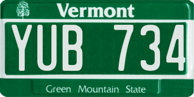 VT license plate YUB734