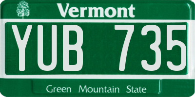 VT license plate YUB735