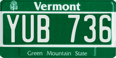 VT license plate YUB736