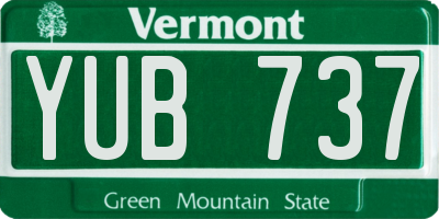 VT license plate YUB737