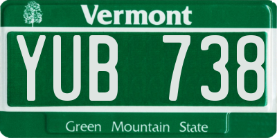 VT license plate YUB738