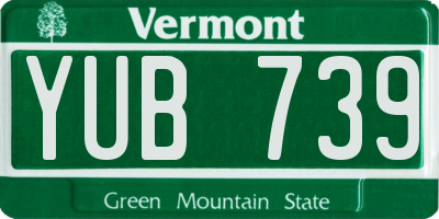 VT license plate YUB739