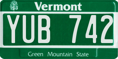 VT license plate YUB742