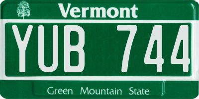 VT license plate YUB744