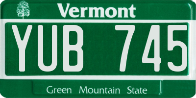VT license plate YUB745