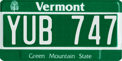 VT license plate YUB747