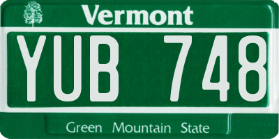 VT license plate YUB748