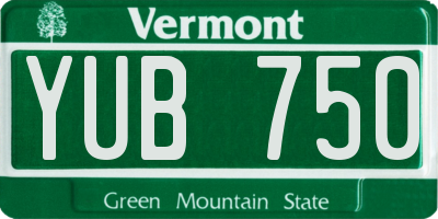 VT license plate YUB750