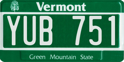VT license plate YUB751