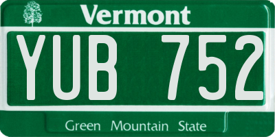 VT license plate YUB752