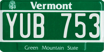 VT license plate YUB753